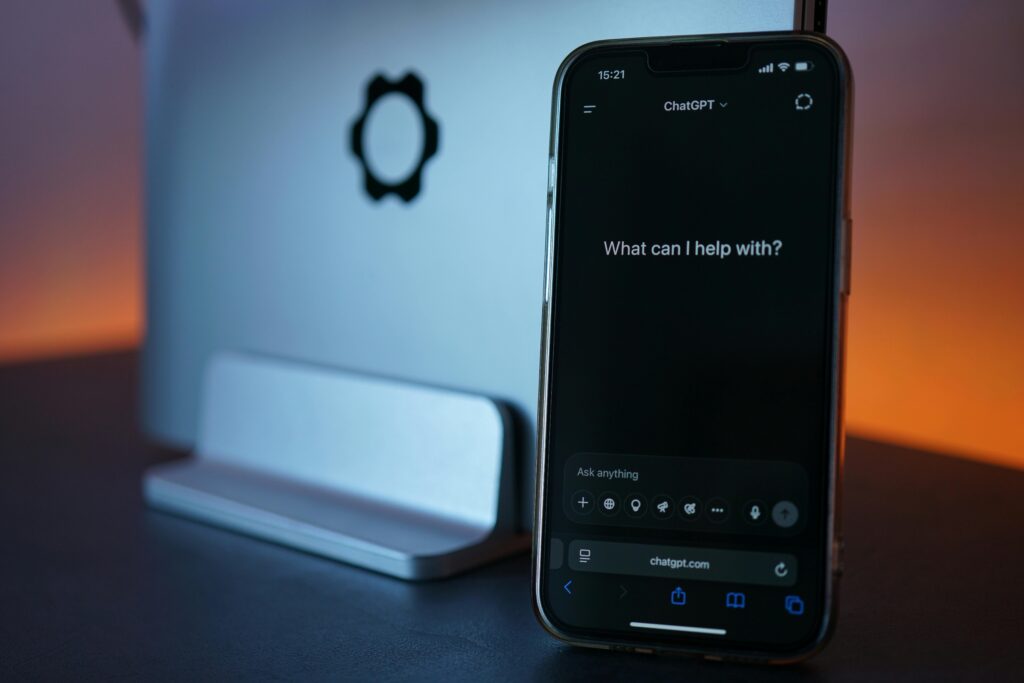 A phone showing an open AI app