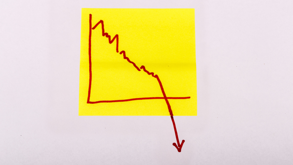 A notepad and declining graph on a wall — visualizing the content on why lead magnets are dead