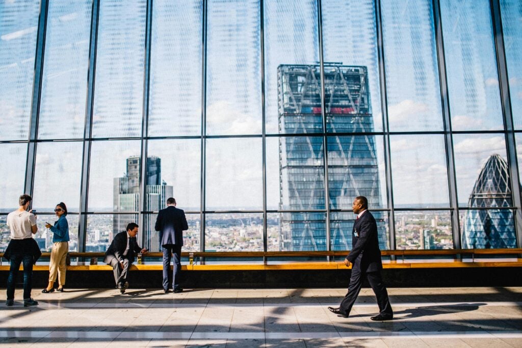 Business professionals in a modern office