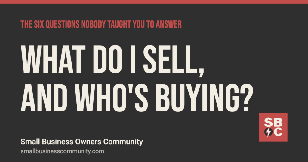 What do I sell, and who's buying? The Six Questions, Small Business Owners Community